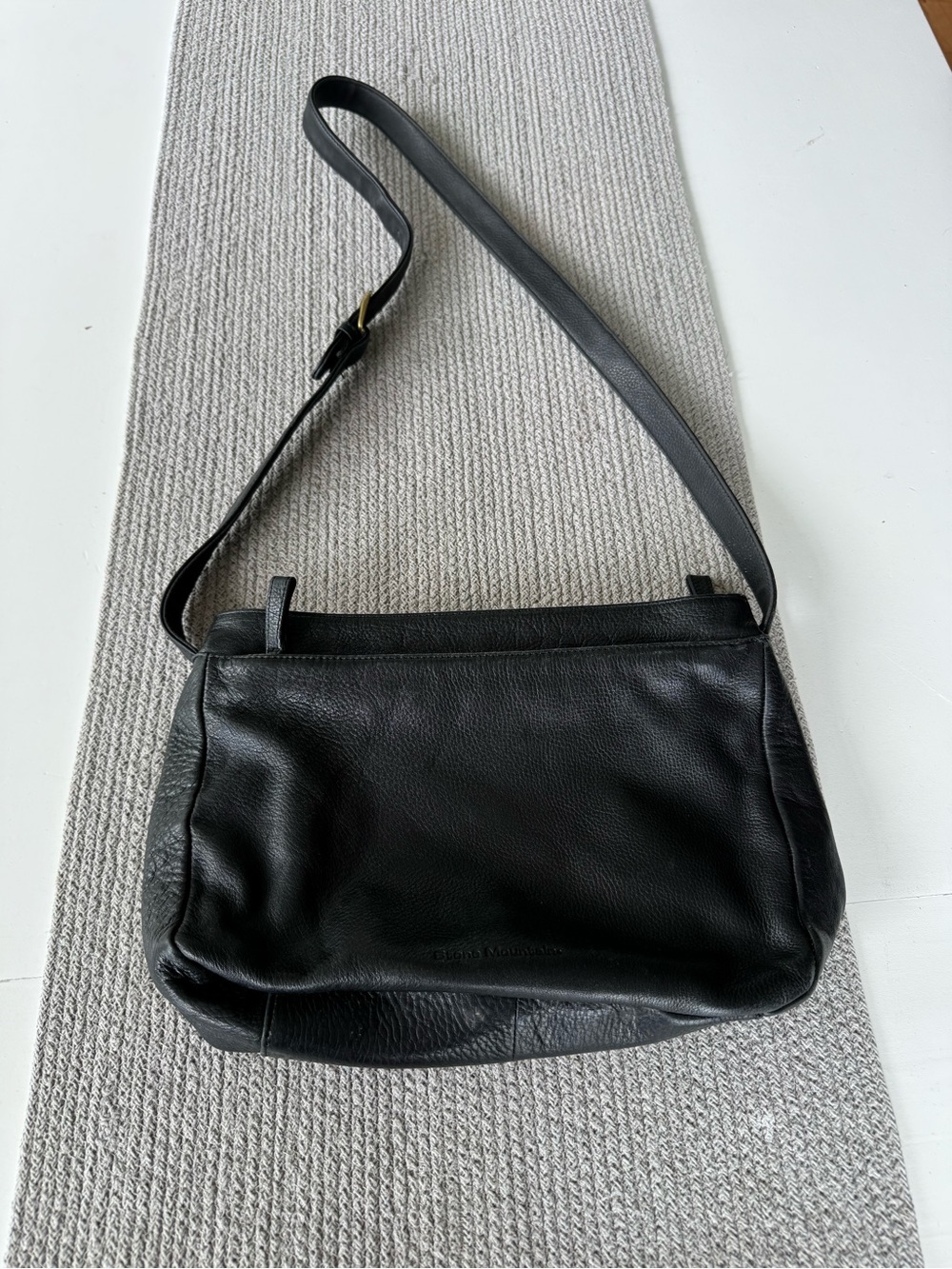 Vintage 90s Stone Mountain Black Leather Purse Brass Buckle - Picture 11 of 11